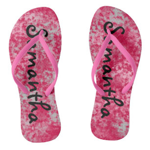 Chanclas Agregar su nombre de color rosa abstracto abstract