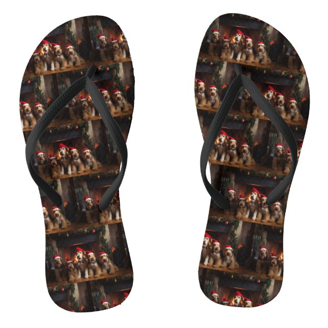 Chanclas Airedale junto a la chimenea de Navidad (Plantilla)