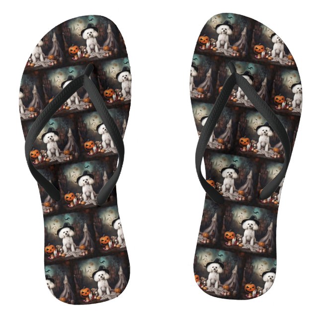 Chanclas Alarma de Halloween de Bichon Frise Pumpkins (Plantilla)
