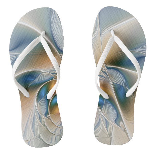Chanclas Alarmante, Abstracta Fantasía Fractal Art Con Azul (Plantilla)