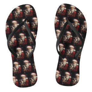 Chanclas Alaskan Malamute con Navidades de Santa Claus