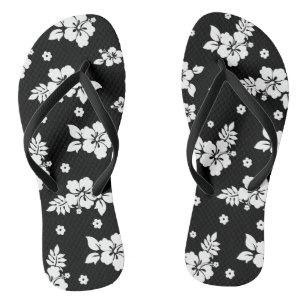 Chanclas Aloha Black Classic Patrón Hawái sin foco