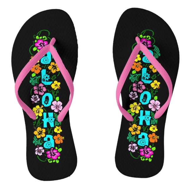 Chanclas Aloha con flores (Plantilla)