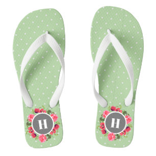 Chanclas Amapolas rojas acuarela Rosas rosadas Lunares