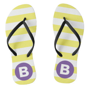 Chanclas Amarillo soleado rayado monograma púrpura