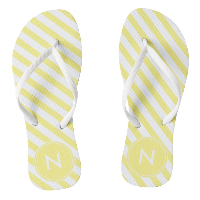 Chanclas Amarillo y blanco soleado rayado y monogramado (Plantilla)