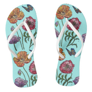 Chanclas Amasias Florales Flores Naranjas Rojas Purpura