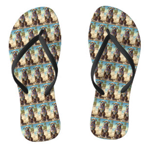Chanclas American Staffordshire en la playa, regalo de vera