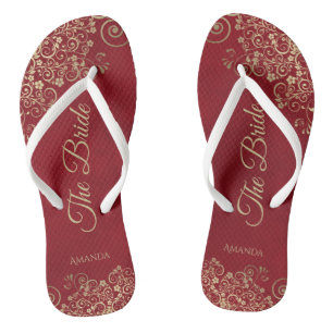 Chanclas Amigo De Oro Crimson Red Elegant El Boda De Novia