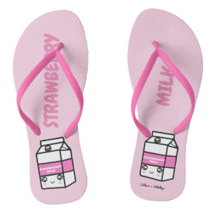 Chanclas Amigos de la leche de fresa de kawaii dulce