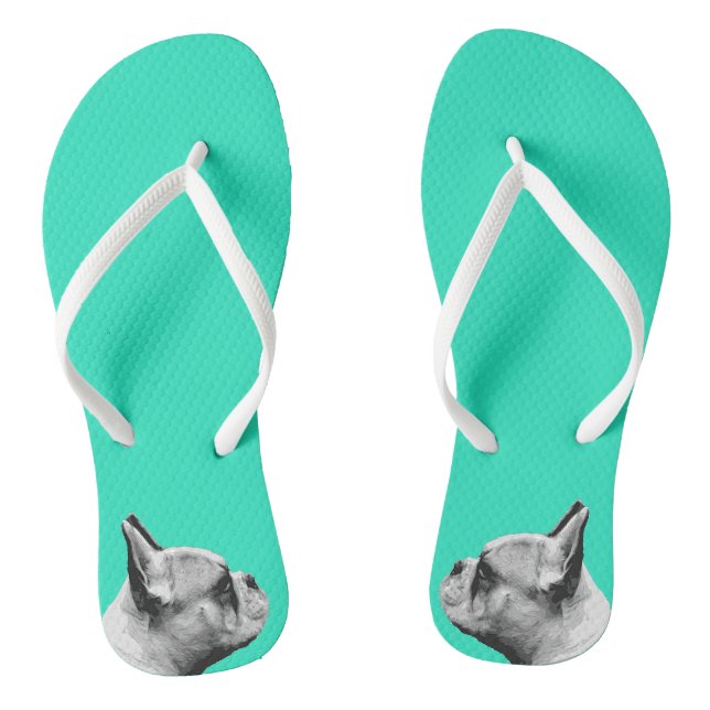 Chanclas Amor francés / Bulldog francés | Color Aqua (Plantilla)