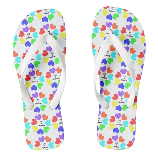 Chanclas Amor interracial Corazón arcoiris Flip Flops (Plantilla)