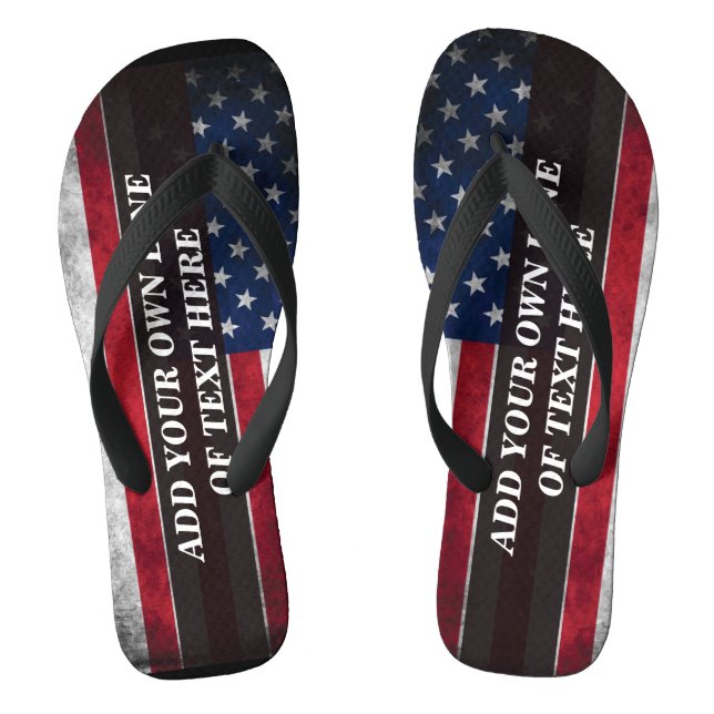 Chanclas Añadir tu texto a la bandera estadounidense (Plantilla)