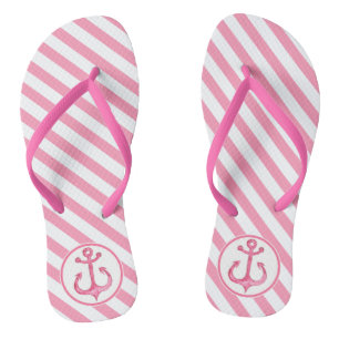 Chanclas Ancla náutica   Flops de giro rayado rosado en cal