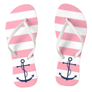 Chanclas Anclaje azul en franjas rosadas