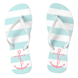 Chanclas Anclaje rosado en franjas de menta