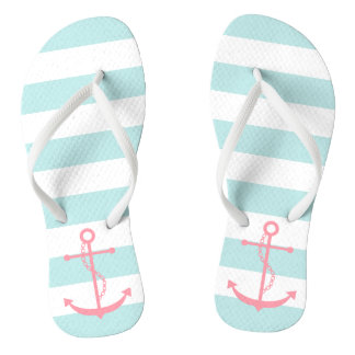 Chanclas Anclaje rosado en franjas de menta