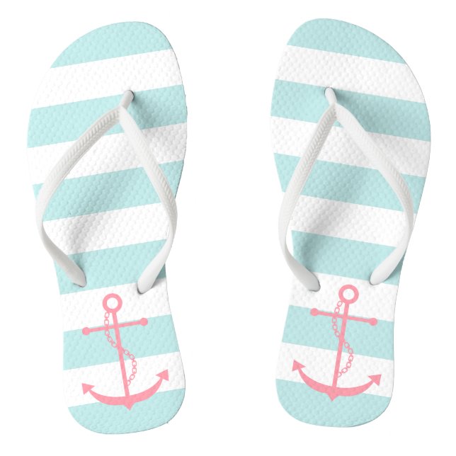 Chanclas Anclaje rosado en franjas de menta (Plantilla)