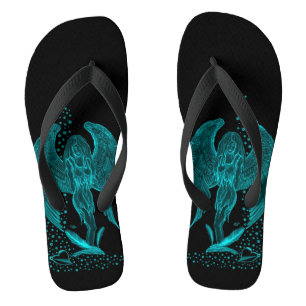 Chanclas Ángel perdido en el amor, negro y verde diseño