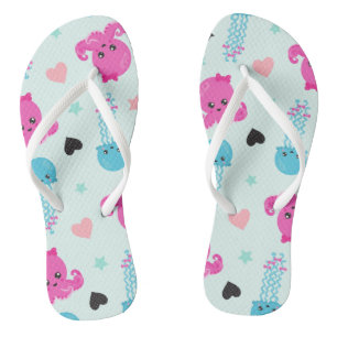 Chanclas Animales marinos, vida marina, pulpo, medusas, cor