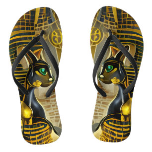 Chanclas Antigua diosa gata egipcia, arte bastet de IA