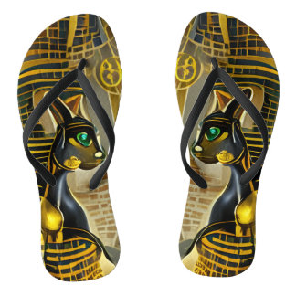 Chanclas Antigua diosa gata egipcia, arte bastet de IA