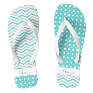 Chanclas Aqua moderna, chevron gris, blanco y punto de polk