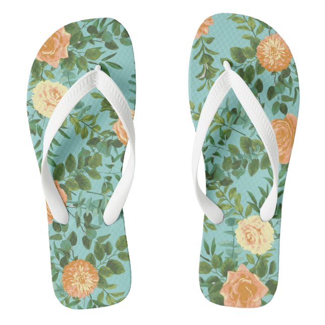 Chanclas Aqua Peach Boda Rosas Florales (Plantilla)