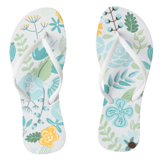 Chanclas Aqua y floral amarilla