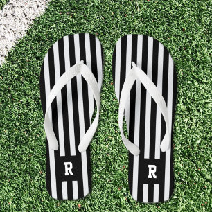 Chanclas Árbitro de fútbol Black White Striped Flip Flops