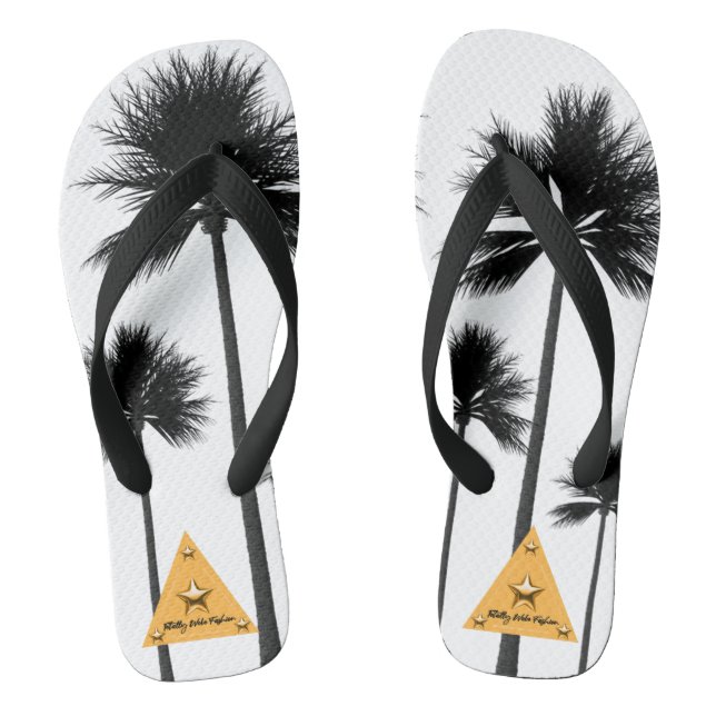 Chanclas Árboles de palmas negras Flop blanco (Plantilla)