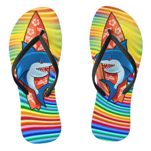 Chanclas Arcoiris Flip Flops Tiburón surf hippy boho