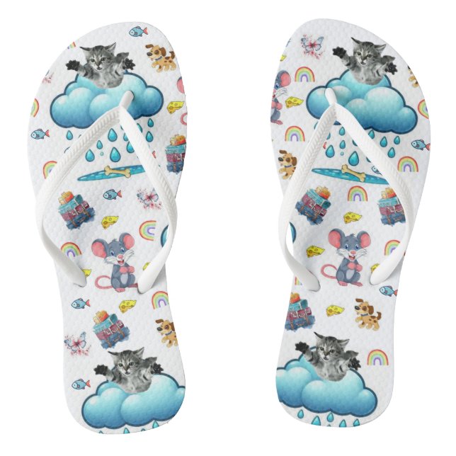 Chanclas Arcoíris Gato Perro Ratones Queso Pescado (Plantilla)
