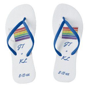 Chanclas Arcoiris LGBT Boda gay capa de copos Flip Flops