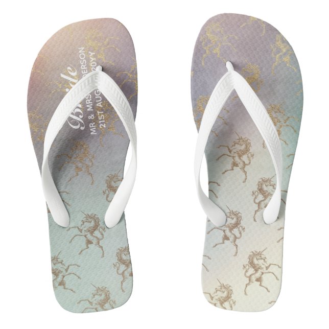Chanclas Arcoiris Unicornio Bodas Flipflops BRIDE Gold (Plantilla)
