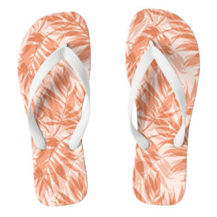 Chanclas Areca Palms Peach Hawaiian Tropical Vintage