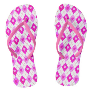 Chanclas Argyle Pink Diamonds Hearts Pattern Leggings