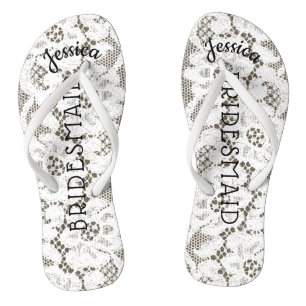 Chanclas Arpillera blanca floral del cordón de la boda de