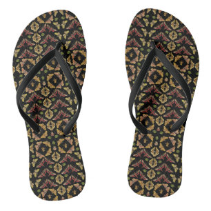 Chanclas Art Nouveau Moth & Orchid arte folclórico negro