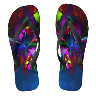 Chanclas Arte abstracto floral moderno patrón rojo azul #15