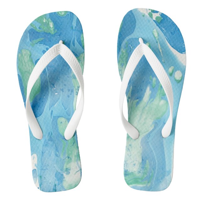 Chanclas Arte abstracto moderno trendy verde azul blanco (Plantilla)