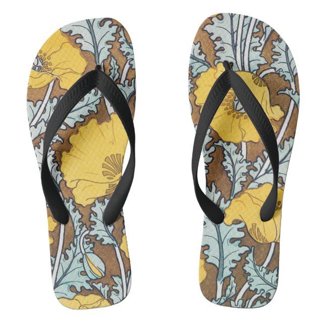 Chanclas arte de amapola flor amarillo ilustracion (Plantilla)