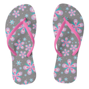 Chanclas Arte de flores pastel retro elegantes