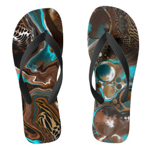 Chanclas Arte de fluido digital de safari turquesa