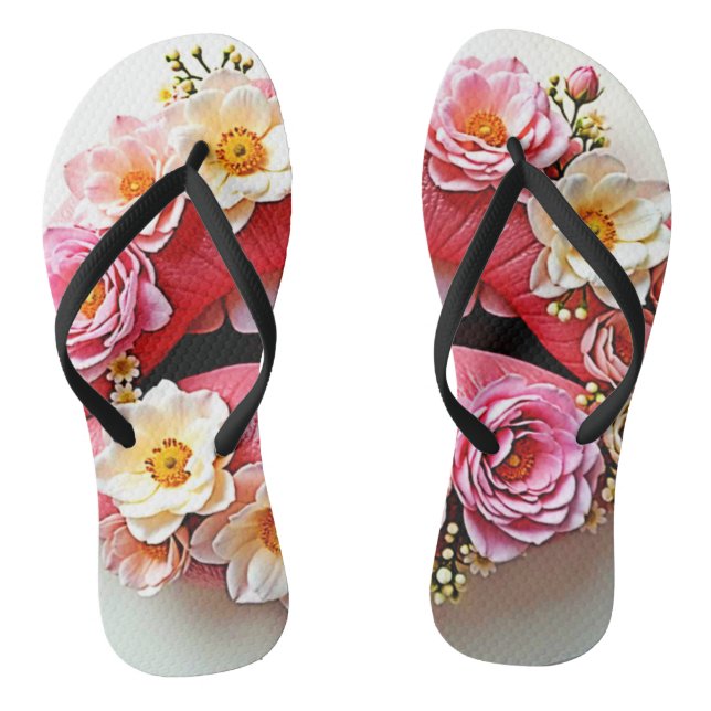 Chanclas Arte de Labios Florales (Plantilla)