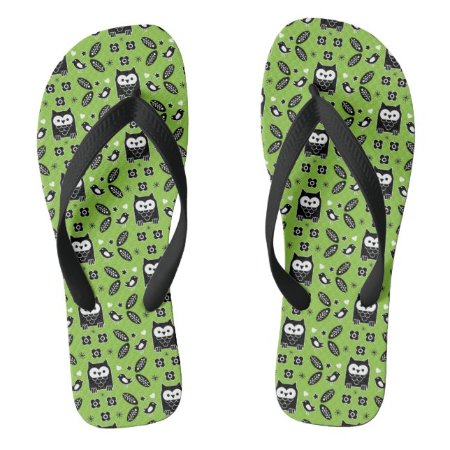 Chanclas Arte folclórico de búho escandinavo (Plantilla)
