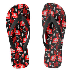 Chanclas Arte folclórico nórdico escandinavo conejo