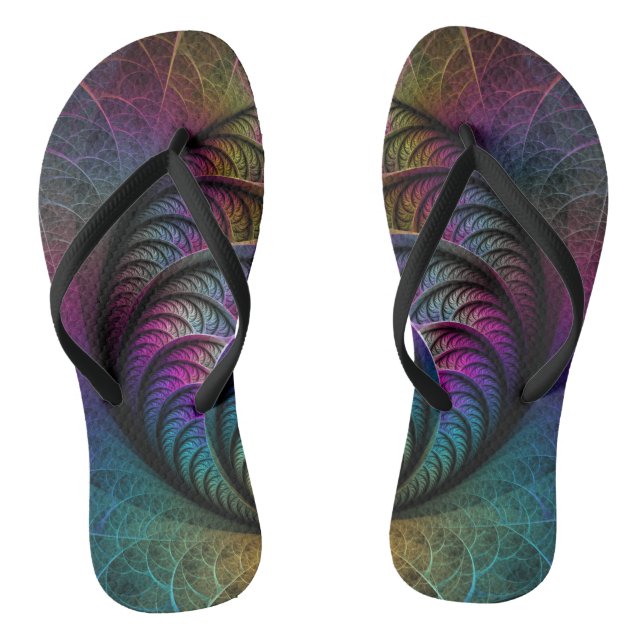Chanclas Arte fractal colorido con estampado trippy (Plantilla)