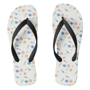 Chanclas Arte original de flores silvestres en acuarela