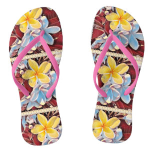 Chanclas Arte pop de árbol frangipani vintage, flops de lab